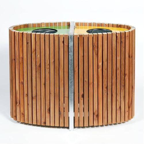 Park-Abfallbehälter - Onlywood - System / galvanisiertem Stahl / Kiefer