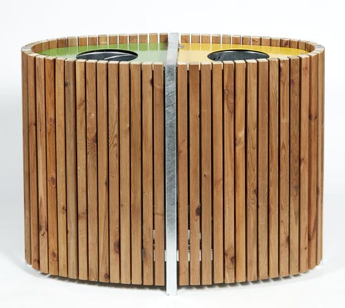 Park-Abfallbehälter - Onlywood - System / galvanisiertem Stahl / Kiefer