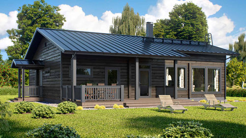 Haus aus Massivholz-Block - SIIMES 138 - Kuusamo Hirsitalot Oy - Modul / modern / ebenerdig