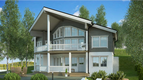 Haus aus Massivholz-Block - NUUNA 152 TR - Kuusamo Hirsitalot Oy - Modul / modern / 2-Etagen