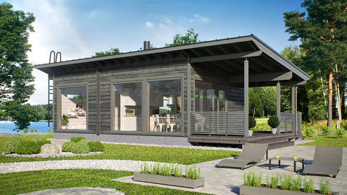 Haus aus Massivholz-Block - PIILO 50 - Kuusamo Hirsitalot Oy - Modul / modern / ebenerdig