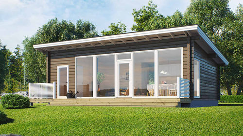 Haus aus Massivholz-Block - PESÄ 67 - Kuusamo Hirsitalot Oy - Modul / modern / ebenerdig
