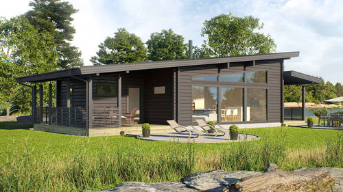 Haus aus Massivholz-Block - SAAPUNKI 87 - Kuusamo Hirsitalot Oy - Modul / modern / ebenerdig