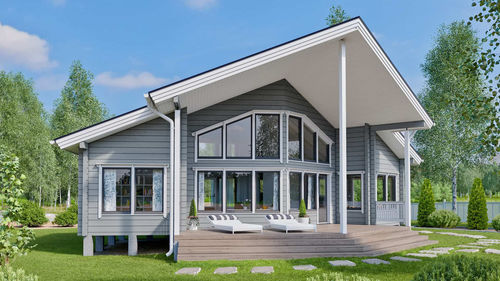 Haus aus Massivholz-Block - NUUNA 66P - Kuusamo Hirsitalot Oy - Modul / modern / ebenerdig