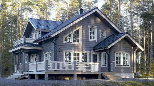 Haus aus Massivholz-Block - RIEKAMO 176 - Kuusamo Hirsitalot Oy - Modul / modern / 2-Etagen
