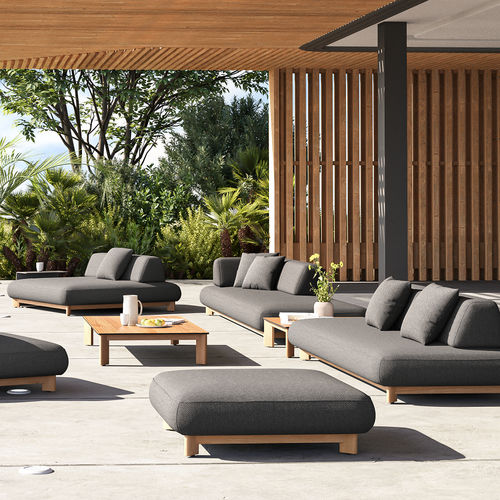 Moderne Ottomane - CALA - IVINI - Stoff / Teakholz / Aluminium