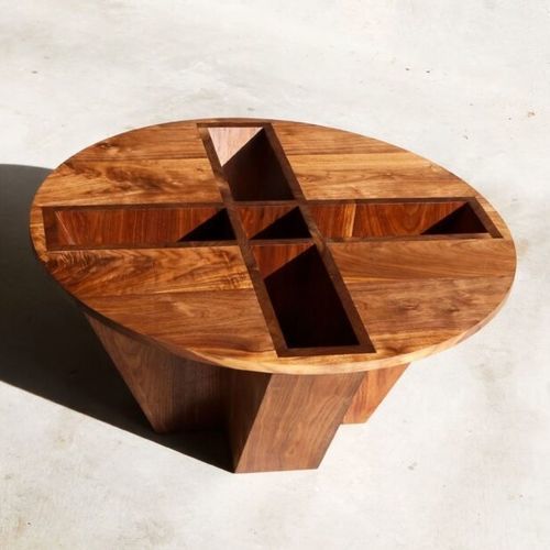 Couchtisch / originelles Design - VENUS - Jason Mizrahi Designs - Glas / Eiche / Nussbaum