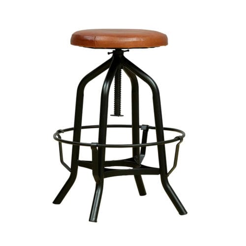 Industriedesign-Barhocker - MIRAY - Furniture BoutiQ - Leder / Gestell aus Eisen / mit 4 Beinen