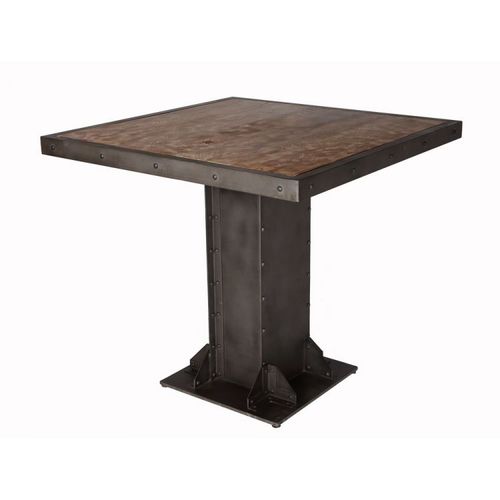 Industriedesign-Esstisch - PYRAM - Furniture BoutiQ - Holz / Gestell aus Eisen / quadratisch