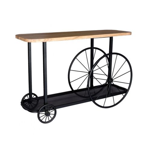 Industriedesign-Konsolentisch - ADDLAR - Furniture BoutiQ - Massivholz / Gestell aus Metall / rechteckig
