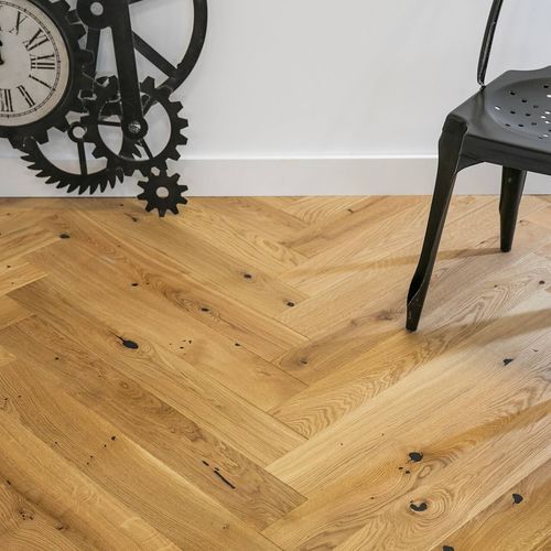 Massivparkett - VERNIS INVISIBLE - Décoplus Parquets - Eiche / Herringbone / lasiert