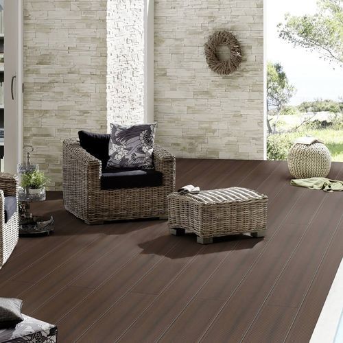Verbundholzterrassendiele - BROWN OUTDOOR - Décoplus Parquets - Holzoptik / gerillt / Clip-System
