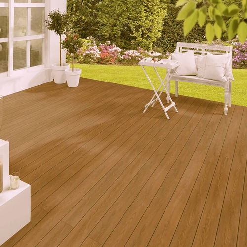 Verbundholzterrassendiele - TEAK OUTDOOR - Décoplus Parquets - Holzoptik / gerillt / Clip-System
