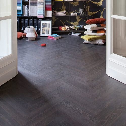 Eiche-Laminatboden - BATON ROMPU CHARME BLACK - Décoplus Parquets - schwimmend / Holzoptik / Parkettimitat