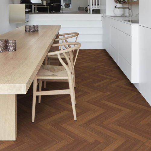 Teakholzlaminatboden - BATON ROMPU TEAK BROWN - Décoplus Parquets - schwimmend / Holzoptik / Parkettimitat
