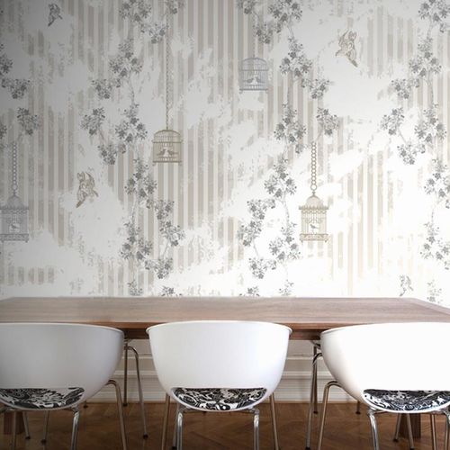 Moderne Tapete - LIBERTY - mycollection - Streifenmuster / Stoffoptik / grau