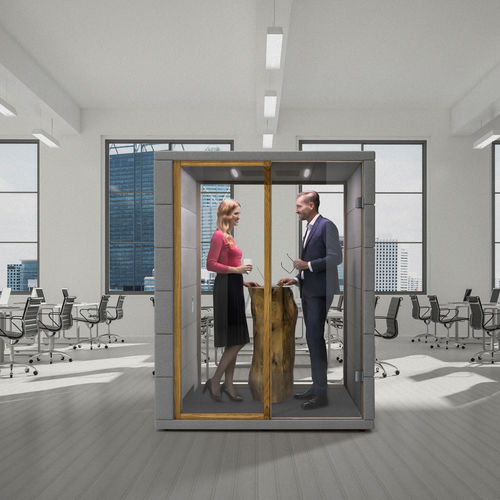 Akustik-Einzelarbeitsplatz - MICROOFFICE CUBIQ - SilentLab - für 2 Personen / mit Glastür / Glas