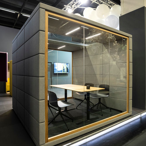 Akustik-Einzelarbeitsplatz - MICROOFFICE QUADRIO III - SilentLab - Glas / mit Glastür / für 4 Personen
