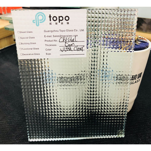 Ornamentglasscheibe - CP-TP - Guangzhou Topo Glass Co., Ltd. - texturiert / transparent / für Möbel