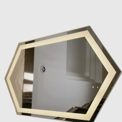 Wandmontierter Spiegel für Badezimmer - MR-TP001  - Guangzhou Topo Glass Co., Ltd. - modern / sechseckig / Aluminium