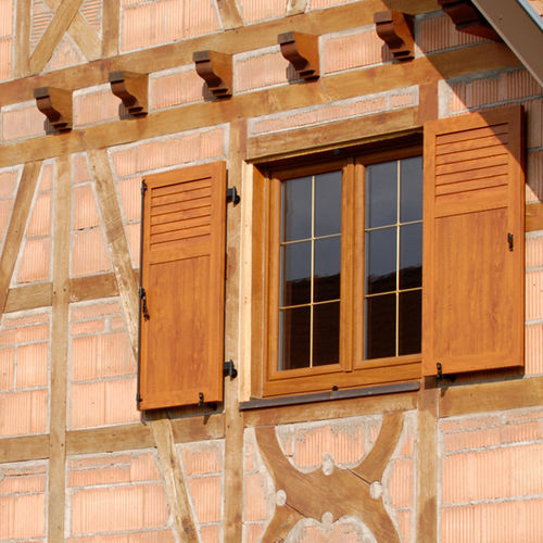 Einflügeliger Fensterladen - PERSIENNE EVOLUTION 1/3 CONTREVENT 2/3 PANNEAU - Volets Thiebaut - extrudiertes Aluminium / thermolackiert / Holzoptik