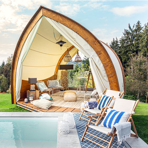 Holzpavillon - LOUNGE - STROHBOID GmbH - mit Holzstruktur / für Hotels / für öffentliche Bereiche