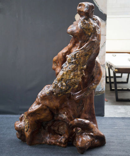 Holzskulptur - Lonely Thinker - Icewood - wandmontiert / gegenständliche Malerei / modern