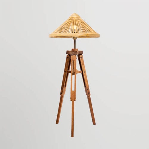 Stehleuchte - OBORRO - Bambusa Bali - Holz / originelles Design / mit Kabel