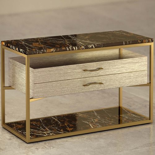 Moderner Nachttisch - GIOVANNOZZI MARMI S.R.L. - Holz / Marmor / Gestell aus Messing