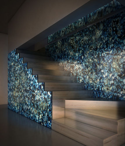 Innenwandverkleidung - MUR EN AGATE BLEU SEMI-PR&Eacute;CIEUSE R&Eacute;TRO&Eacute;CLAIR&Eacute; - GIOVANNOZZI MARMI S.R.L. - Stein / texturiert / für Privatgebrauch