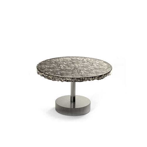 Moderner Couchtisch - MILLER - HESSENTIA | Cornelio Cappellini - Glas / Gestell aus Metall / rund