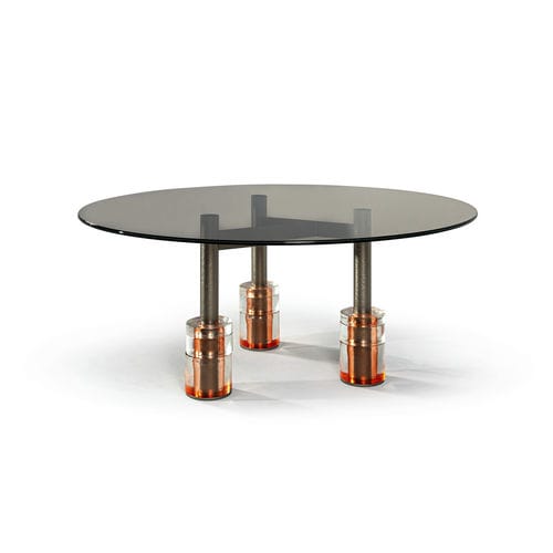 Moderner Tisch - LAGUNA - HESSENTIA | Cornelio Cappellini - Glas / Gestell aus Metall / rund