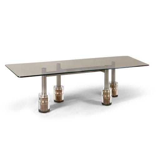 Moderner Tisch - LAGUNA - HESSENTIA | Cornelio Cappellini - Glas / Gestell aus Metall / rechteckig
