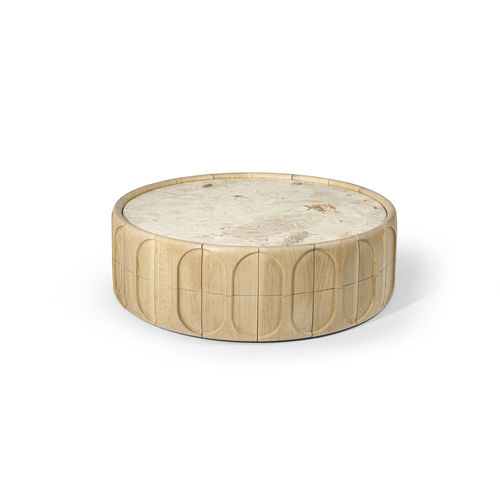 Moderner Couchtisch - CONCAVE - HESSENTIA | Cornelio Cappellini - Marmor / Gestell aus Holz / rund