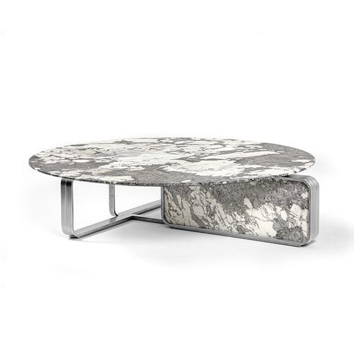 Moderner Couchtisch - NOVA - HESSENTIA | Cornelio Cappellini - Marmor / Gestell aus Metall / rund