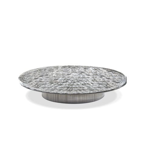 Moderner Couchtisch - MILLER - HESSENTIA | Cornelio Cappellini - Glas / Gestell aus Metall / rund