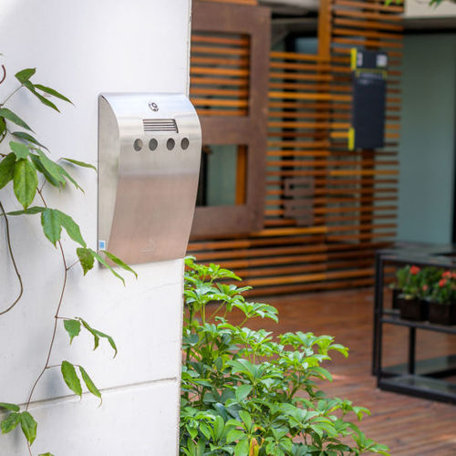 Wand-Aschenbecher Edelstahl - Zigarettenstummelbehälter Mit Schloss Für Terrasse & Gastronomie