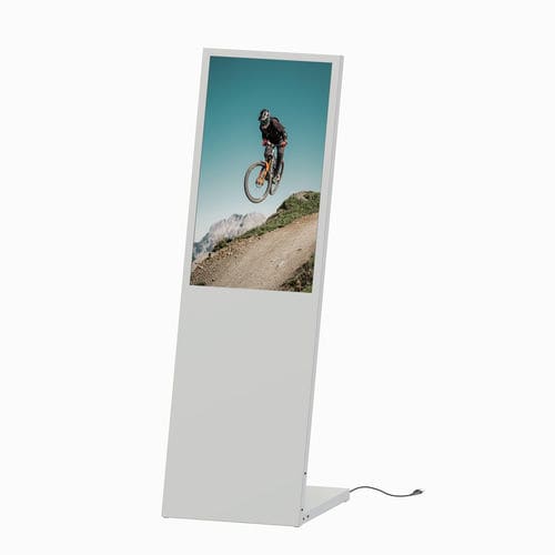 Digitaler Werbeträger - PLANAVISION L-Stand Digital WHITE SAMSUNG 32" - FEPRO - freistehend / für den Innenbereich / Stahl