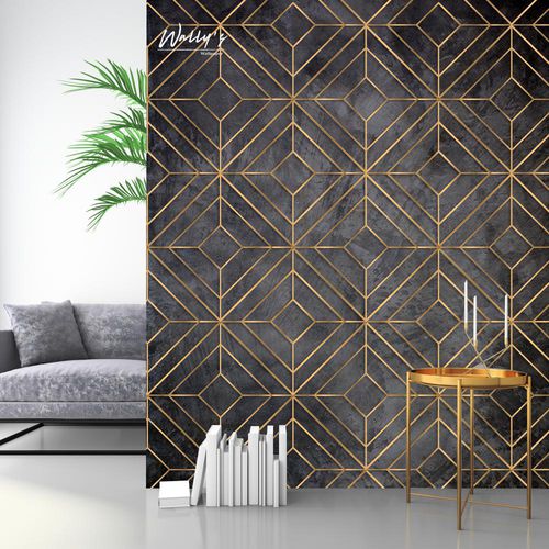 Moderne Tapete - ENCHANT GOLD  - Wally's - geometrisches Muster / grau / gold