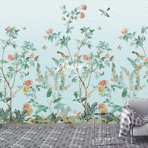 Moderne Tapete - BLOOMING GARDEN  - Wally's - Motiv / grün / rosa