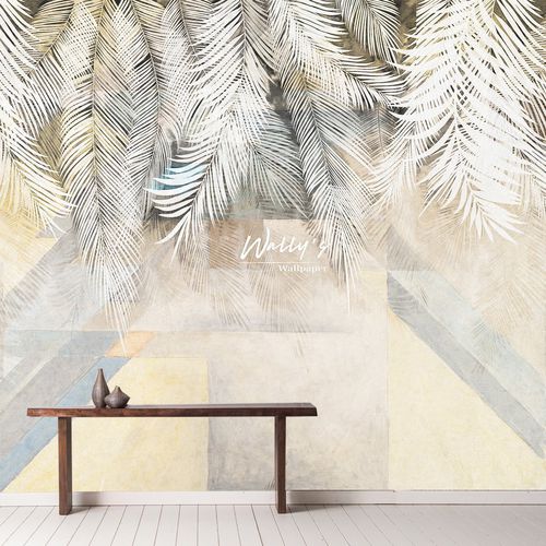Moderne Tapete - PALMA - Wally's - Motiv / grau / gelb