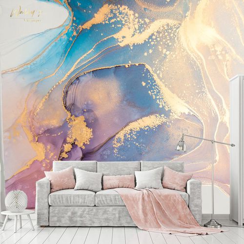 Moderne Tapete - CRISP  - Wally's - Motiv / blau / rosa