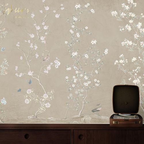 Moderne Tapete - CALM FIELD - Wally's - Motiv / weiß / beige