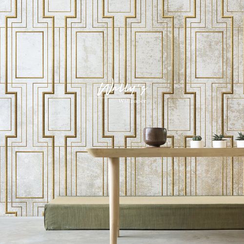 Moderne Tapete - DECO PATTERN  - Wally's - Streifenmuster / grau / beige