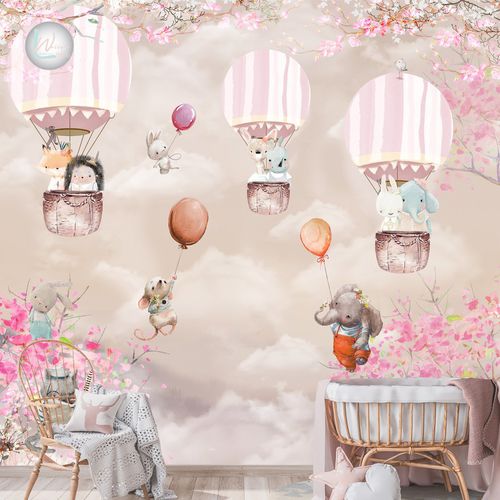 Moderne Tapete - IN THE SKY  - Wally's - Kindermotiv / blau / Farb
