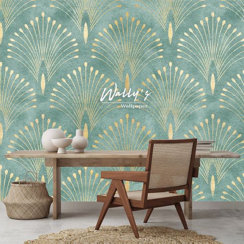 Moderne Tapete - LOTUS DECO  - Wally's - Streifenmuster / grün / beige
