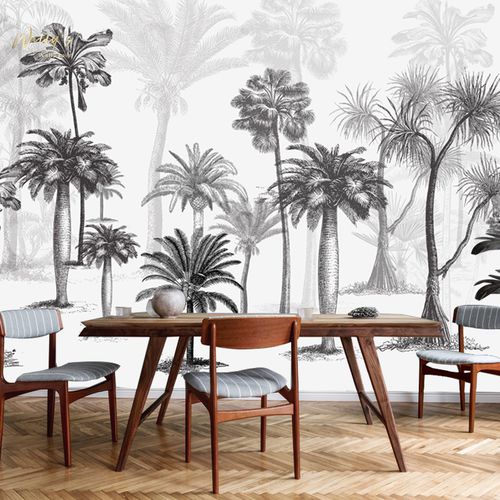 Moderne Tapete - PALM GARDEN  - Wally's - Naturmotiv / grau / sandfarben