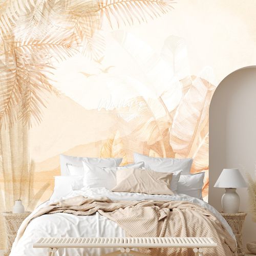 Moderne Tapete - THE PALMA LAND  - Wally's - Naturmotiv / sandfarben / für Schlafzimmer