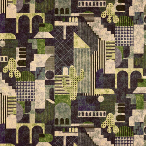Möbelstoff - INHAUS PRINTED COTTON VELVET VIRALOFF - Aldeco Interior Fabrics - für Vorhänge / Motiv / Baumwolle