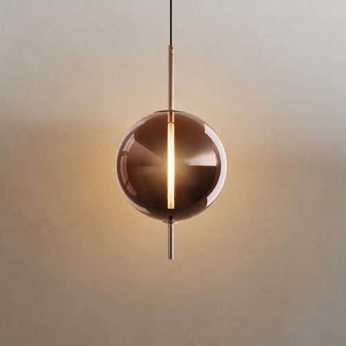 Hängelampe - MIRA - s.luce - Metall / Rauchglas / geblasenes Glas